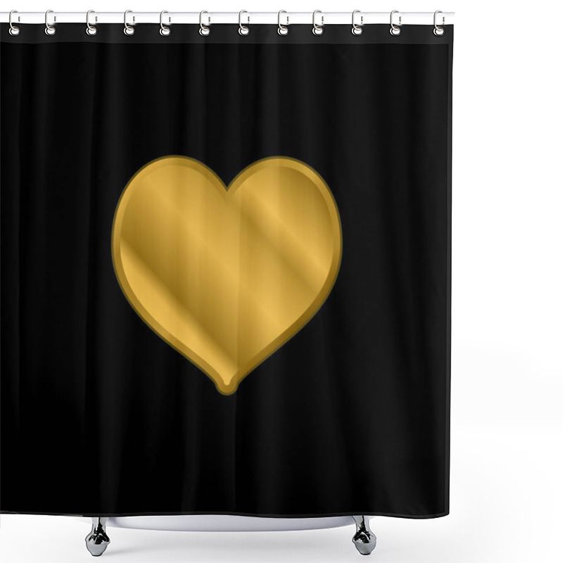 Personality  Black Heart Shaped Gold Plated Metalic Icon Or Logo Vector Shower Curtains