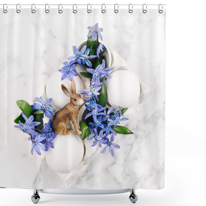 Personality  Spring Composition With Flowers And Eggs Shower Curtains