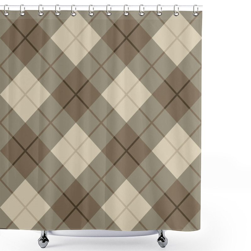 Personality  Bias Plaid_Brown-Beige Shower Curtains