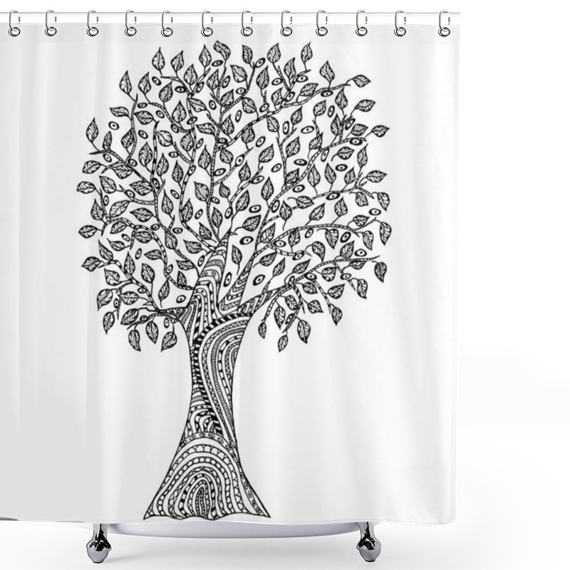 Personality  Hand Drawn Tree With Pattern Shower Curtains