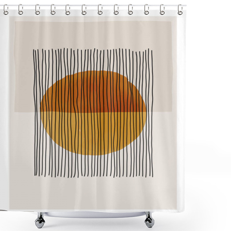 Personality  Trendy Abstract Aesthetic Creative Minimalist Artistic Hand Drawn Composition Shower Curtains