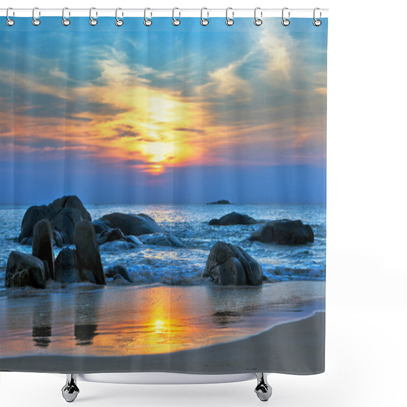 Personality  Sunset Over The Sea Shower Curtains