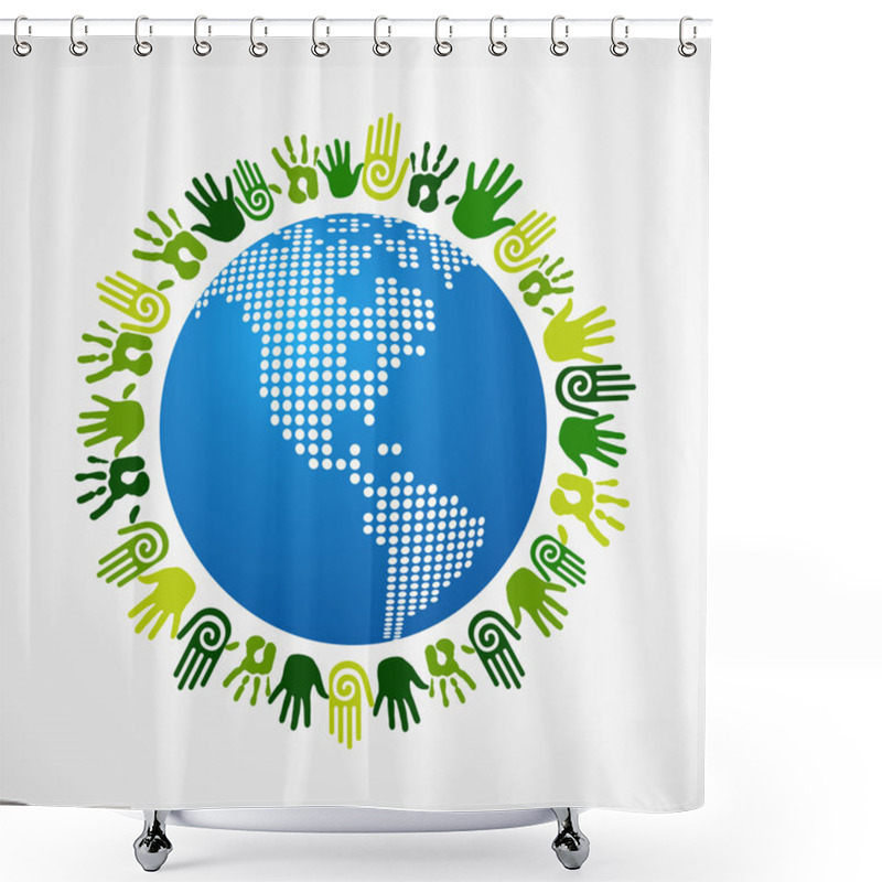 Personality  Go Green Diversity Human Hand American Map Shower Curtains