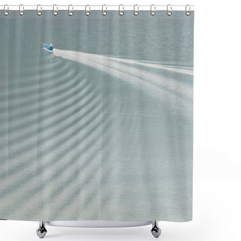 Personality  Boat Go Through Wavy Lake Shower Curtains