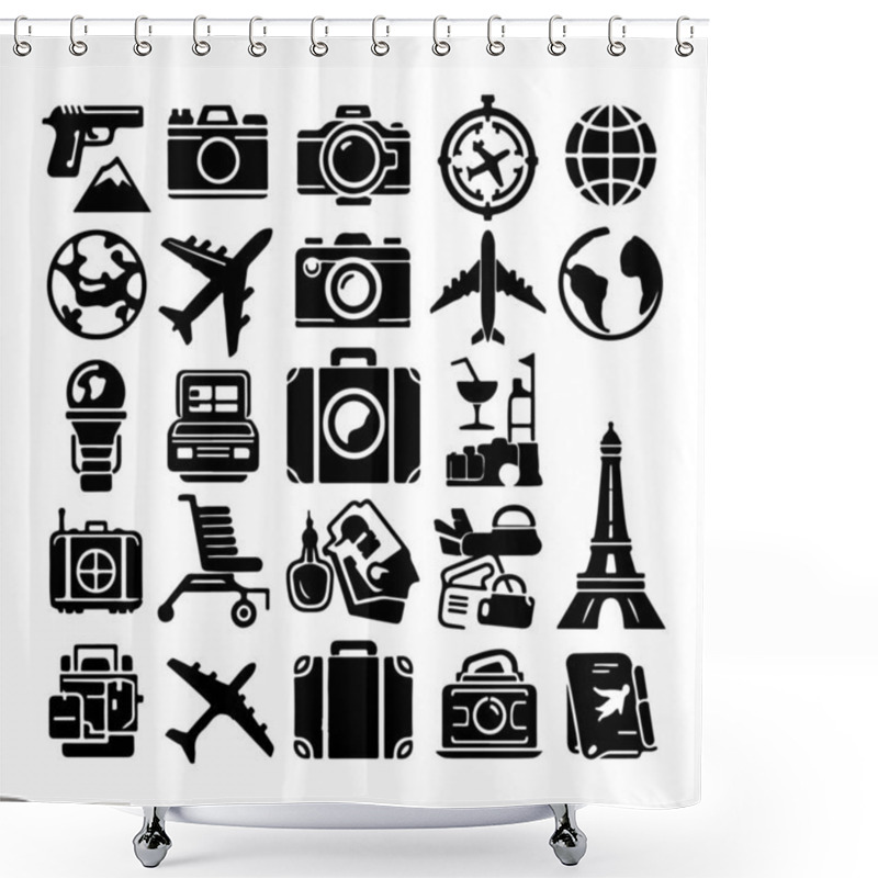 Personality  Traveling Icon Silhouette Vector Design Shower Curtains