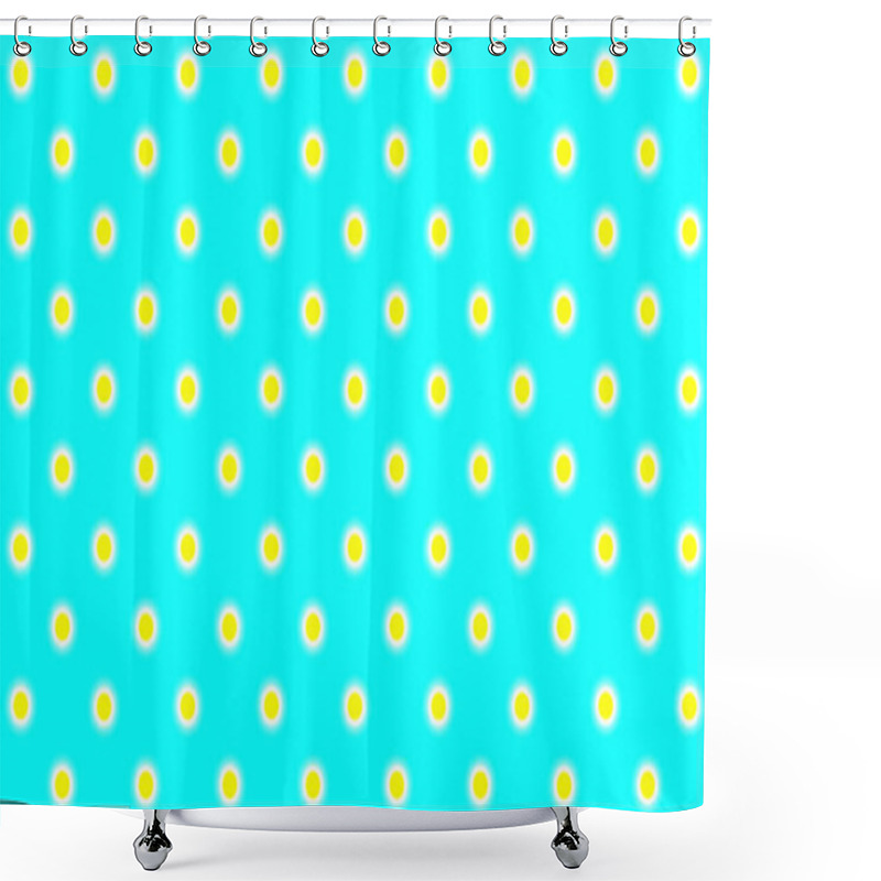 Personality  Turquoise Background With Yellow Polka Dots.A Checkerboard Pattern Of Yellow Circles On A Turquoise Background. Shower Curtains