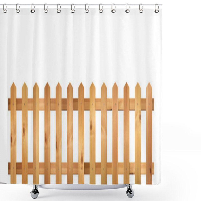 Personality  Wooden Fence Isolated On A White Background. Rural Building Shower Curtains