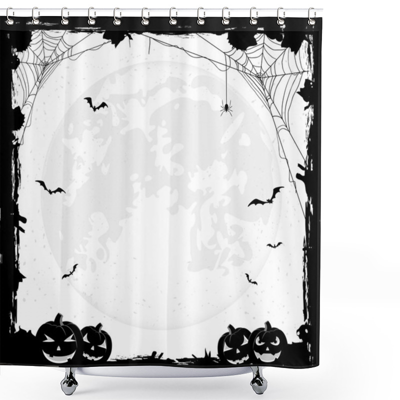 Personality  Halloween Background With Pumpkins And Bats Shower Curtains