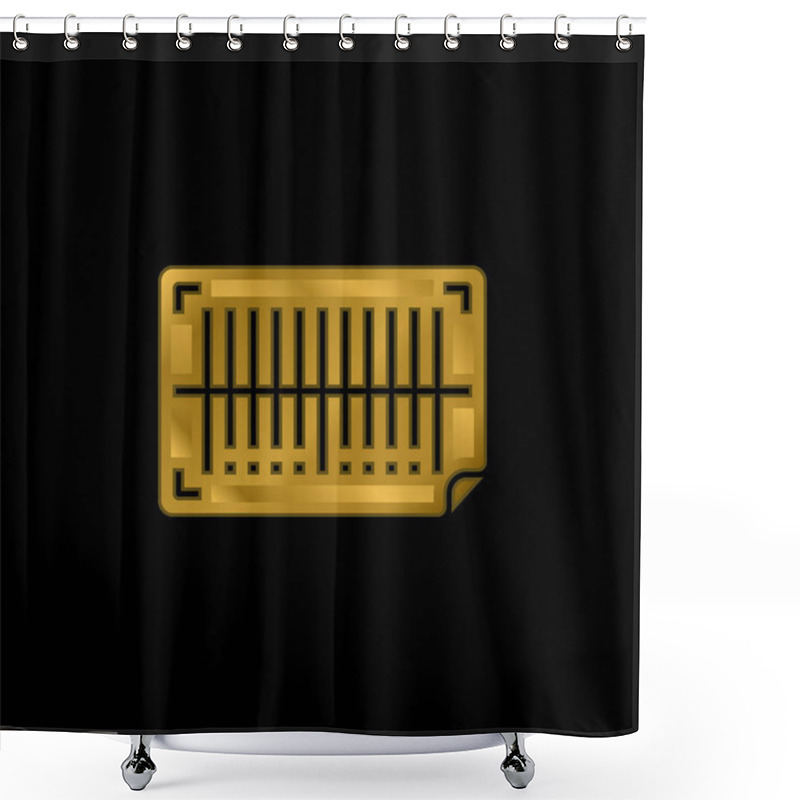 Personality  Barcode Gold Plated Metalic Icon Or Logo Vector Shower Curtains