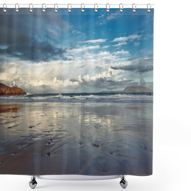 Personality  Lighthouse In Distance, Fanad, Co. Donegal,m Ireland Shower Curtains