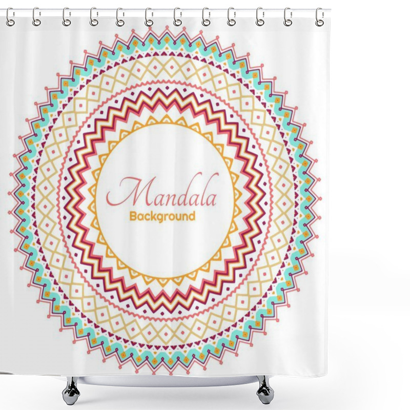 Personality  Vector Round Frame Background With Bohemian, Oriental, Indian, Arabic, Aztec Motifs.Bright Colorful Geometric Round Decorative Element For Your Design. Shower Curtains