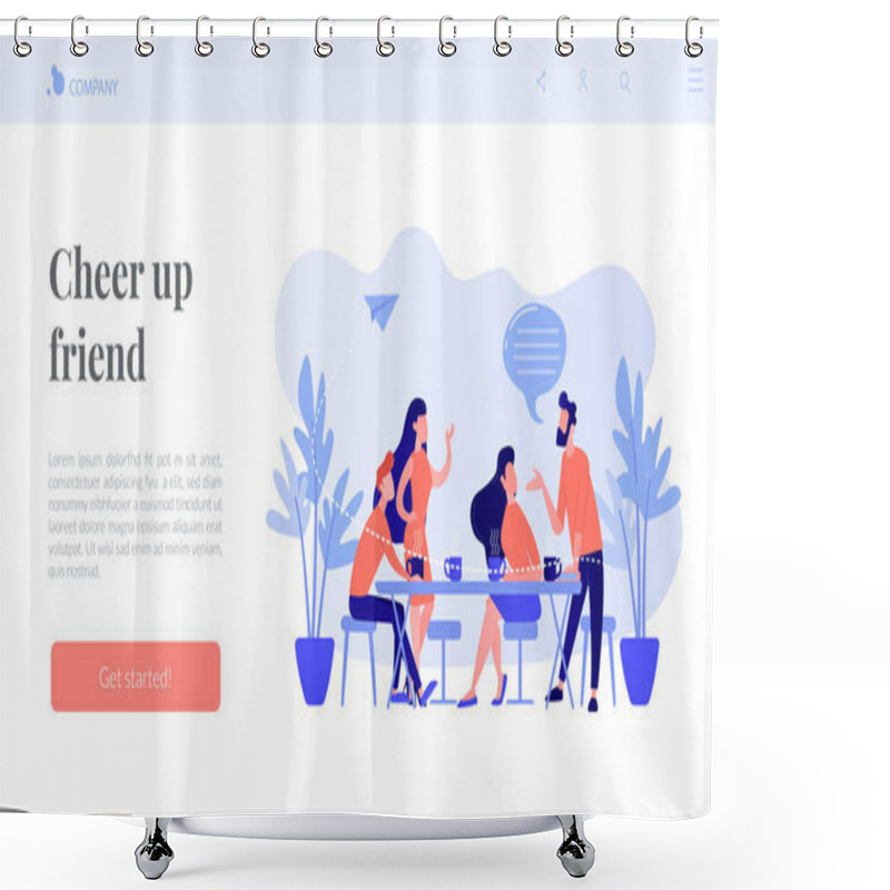 Personality  Friends Meeting Concept Landing Page. Shower Curtains