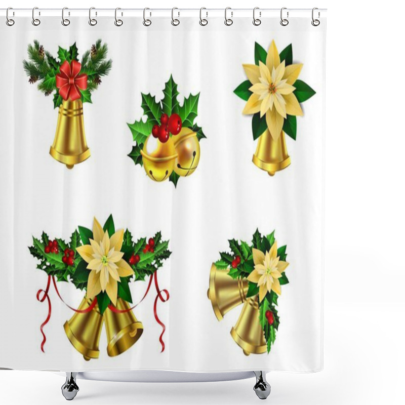 Personality  Christmas Decoration Evergreen Trees And Bell Shower Curtains