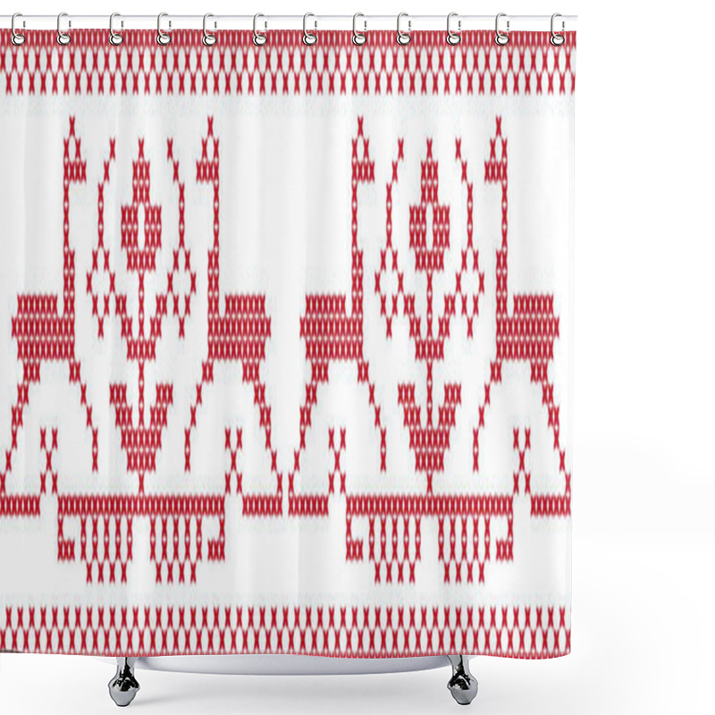 Personality  Embroidered Pattern On Transparent Background Shower Curtains