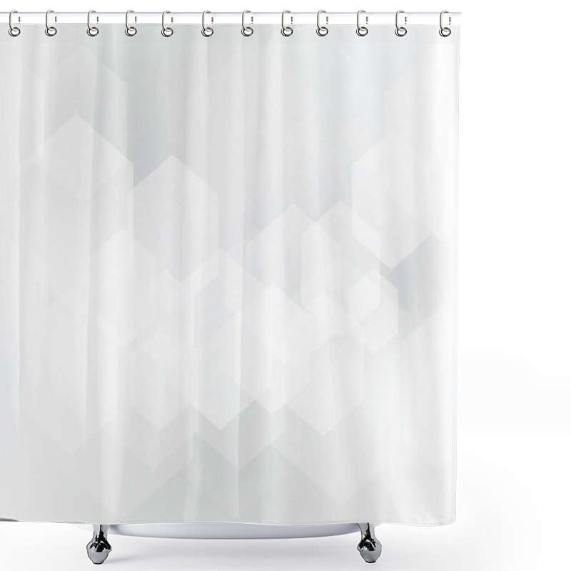 Personality  Abstract Geometric Hexagon Overlay Pattern On White And Gray Bac Shower Curtains