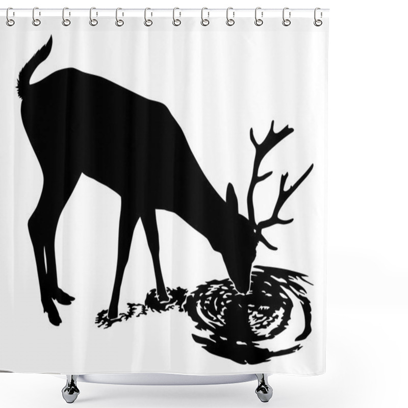 Personality  Deer Drinks Water Shower Curtains