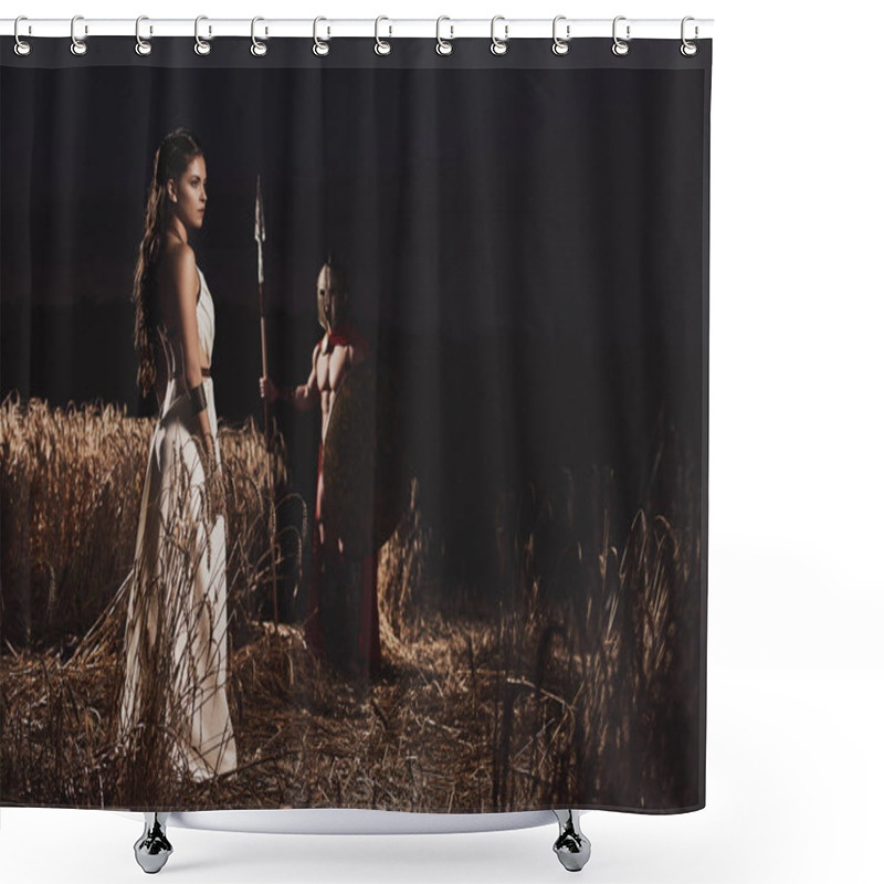 Personality  Couple Meeting Before War At Field. Shower Curtains