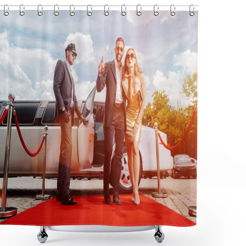 Personality  Couple Arriving With Limousine Walking Red Carpet Shower Curtains