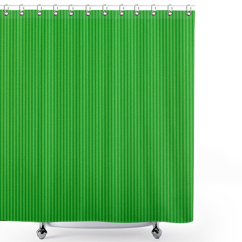 Personality  Abstract Green Background With Vertical Lines. Textured Background With Copy Space. Corrugated Paper Top Flat Lay, Concept Of Template For Website Or Banner Shower Curtains