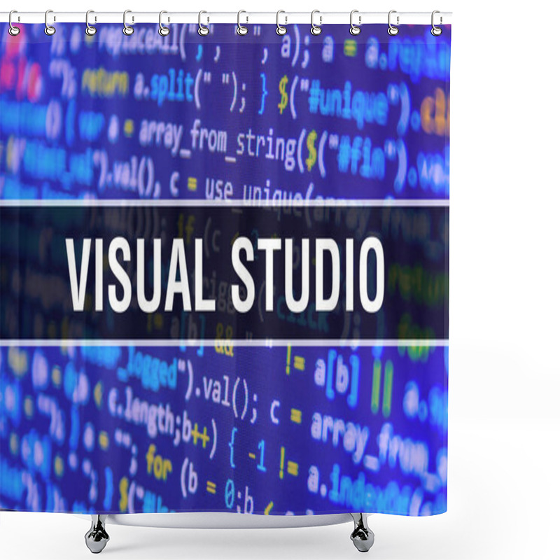 Personality  Visual Studio With Abstract Technology Binary Code Background.Di Shower Curtains