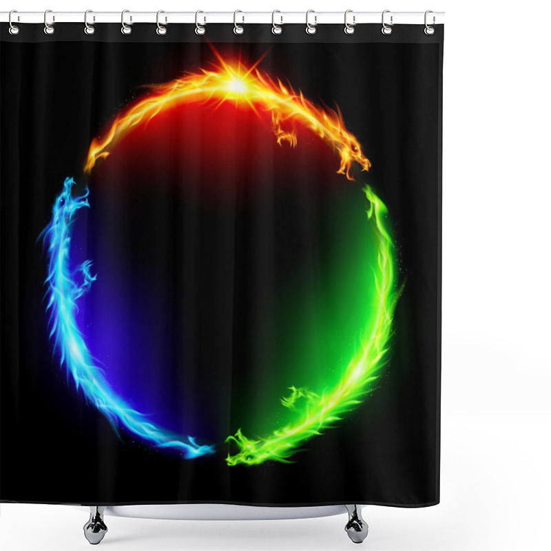 Personality  Fire Dragons In Circle. Shower Curtains