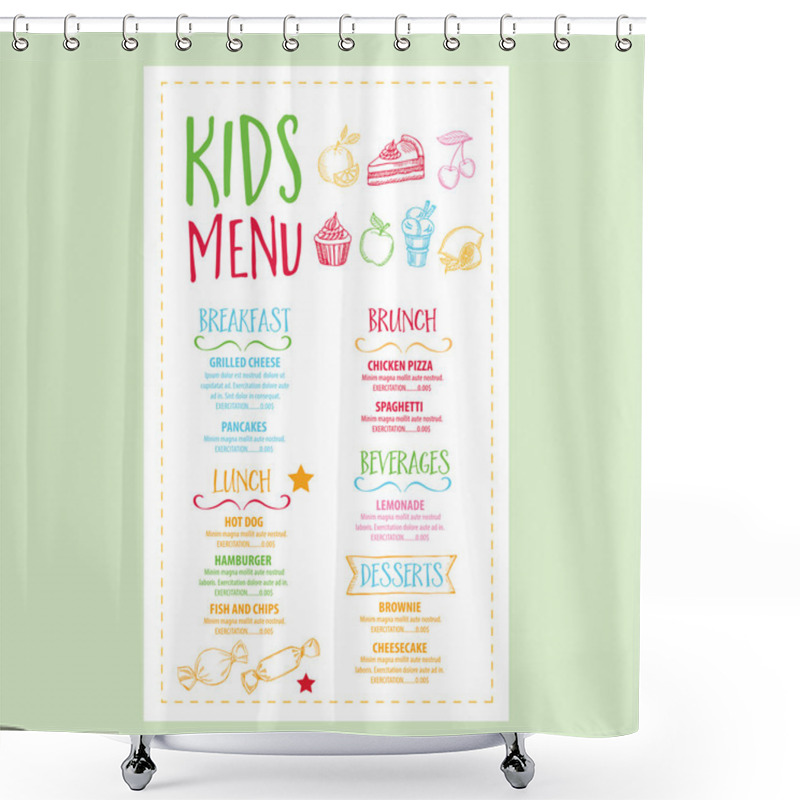 Personality  Restaurant Cafe Menu, Template Design.  Shower Curtains