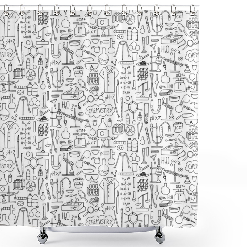 Personality  Chemistry Doodle Seamless Pattern Shower Curtains