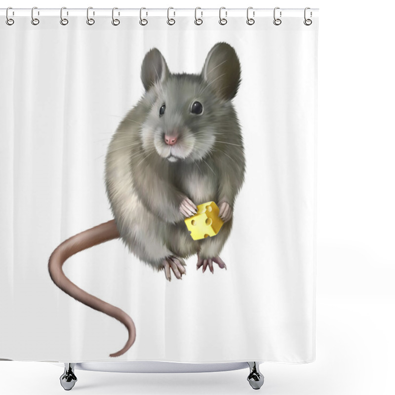 Personality  House Mouse Eating Piece Of Cheese Shower Curtains