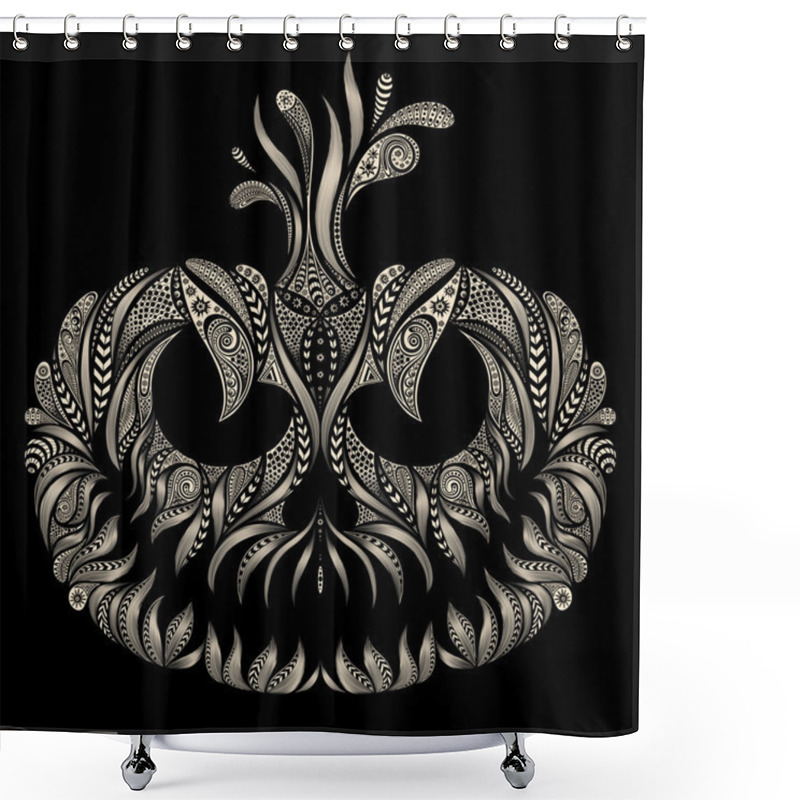 Personality  Vector Laughing Face On The Pumpkin For Halloween 2016 On Black Background Shower Curtains