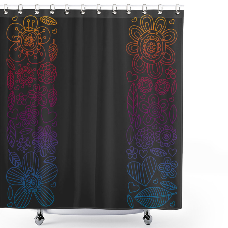 Personality  Vector Pattern With Doodle Flowers And Leaves Shower Curtains