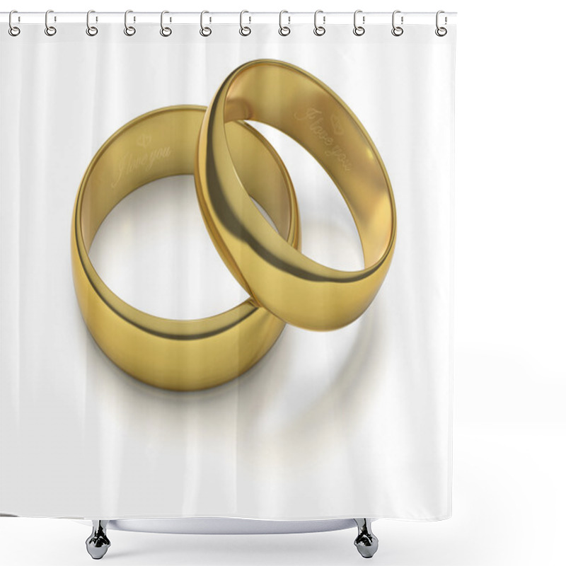 Personality  Two Engraved Gold Wedding Rings Shower Curtains