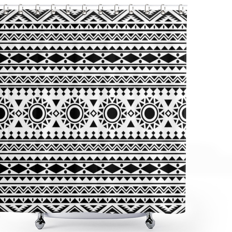 Personality  Aztec Seamless Ethnic Pattern Illustration Vector With Tribal Design In Black And White Color Shower Curtains