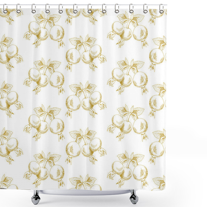 Personality  Golden Sketch Briar Decor Seamless Pattern Shower Curtains