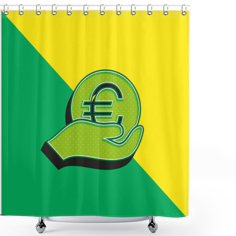 Personality  Big Euro Coin On Hand Green And Yellow Modern 3d Vector Icon Logo Shower Curtains