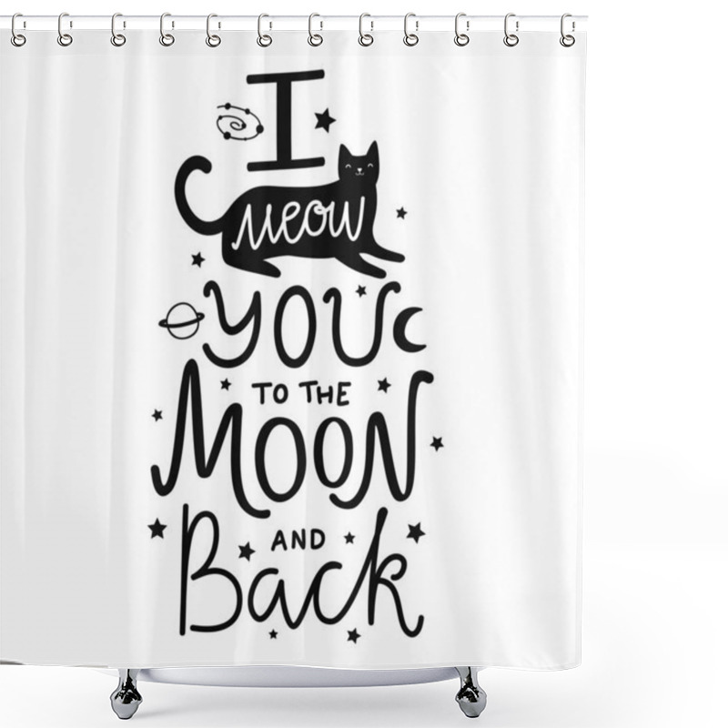 Personality  Vector Illustration With Cute Black Cat And Lettering Quote I Me Shower Curtains