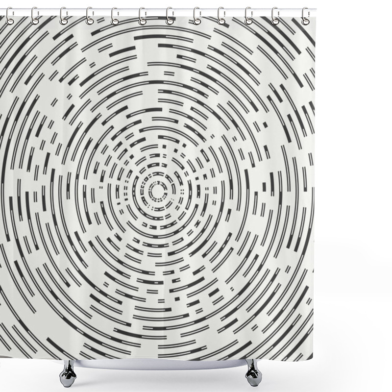 Personality  Abstract Segmented Geometric Circle Shape. Radial Concentric Circles. Rings. Swirly Concentric Segmented Circles. Design Element. Random Lines. Vector Illustration. Graphic Texture. Background. Shower Curtains