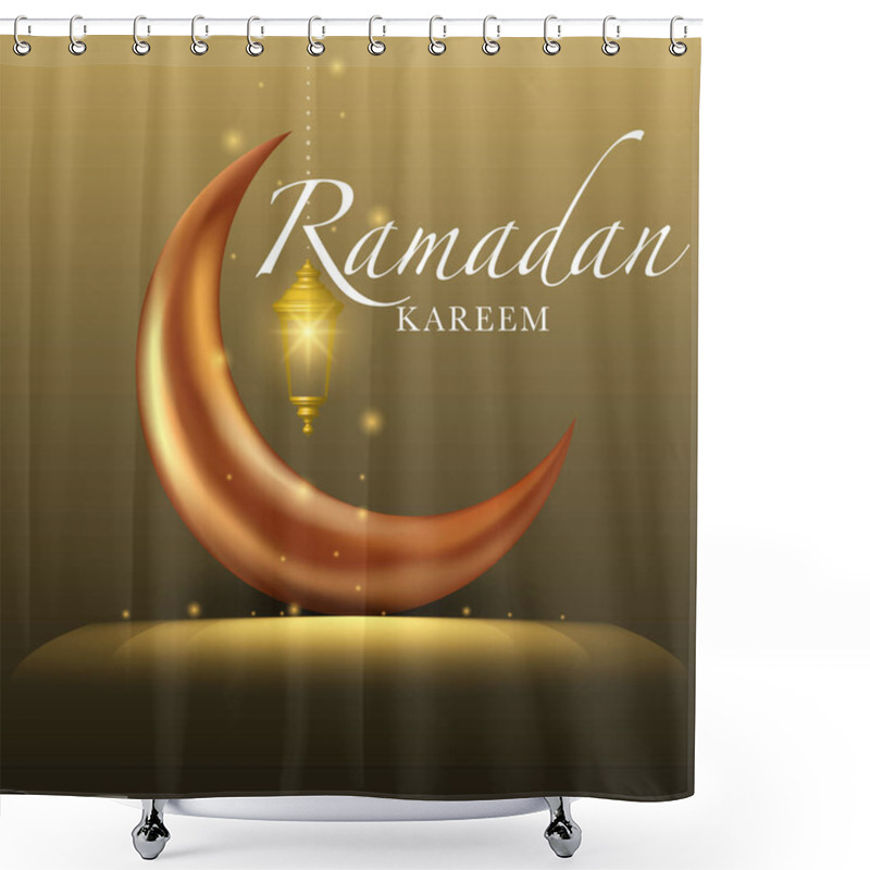 Personality  Islamic Background With Ramadan Lantern And Crescent Moon 3D Illustration. Decoration For Ramadan Kareem, Mawlid, Iftar, Isra Miraj, Eid Al Fitr Adha And Muharram. Shower Curtains