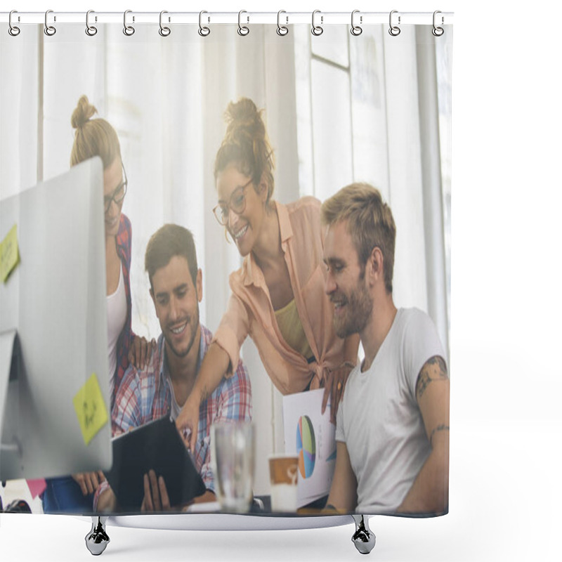 Personality  Young Business People Working At Office On New Project Shower Curtains