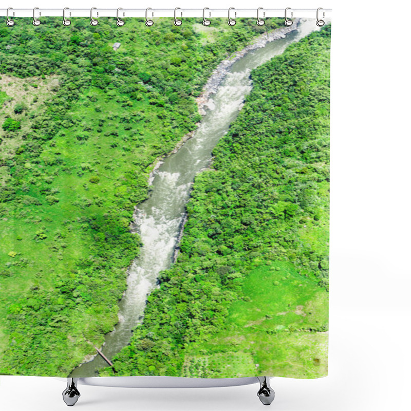 Personality  Pastaza River Aerial Shot Shower Curtains