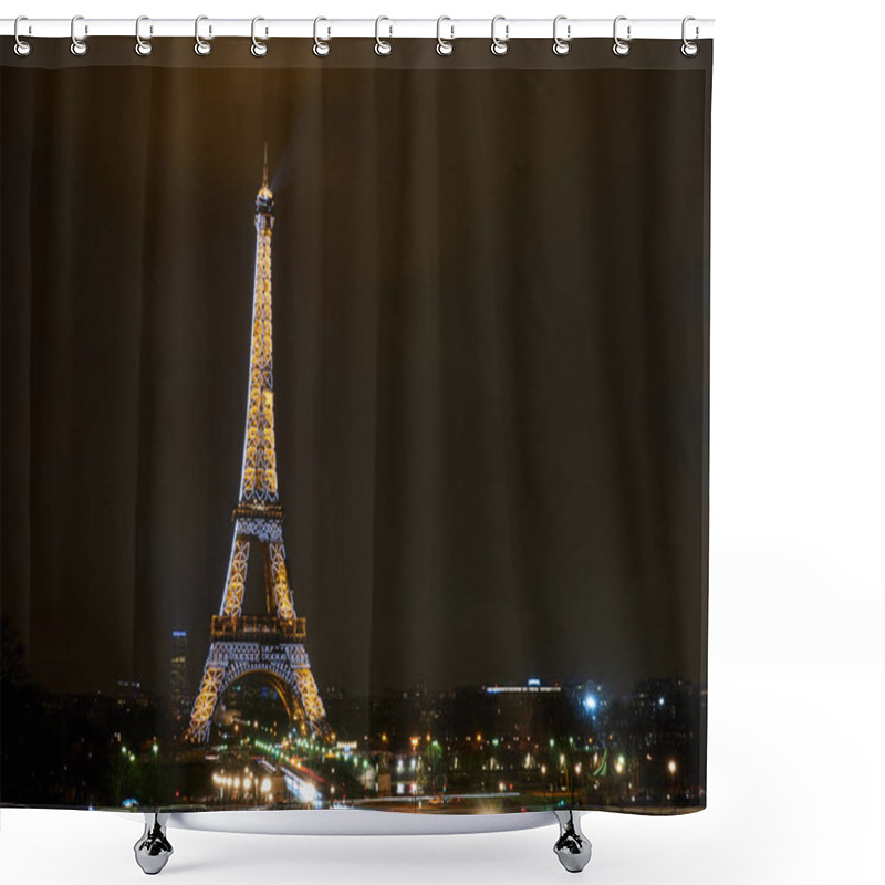 Personality  Night View Of Beautiful Illuminated Eiffel Tower, Paris, France  Shower Curtains