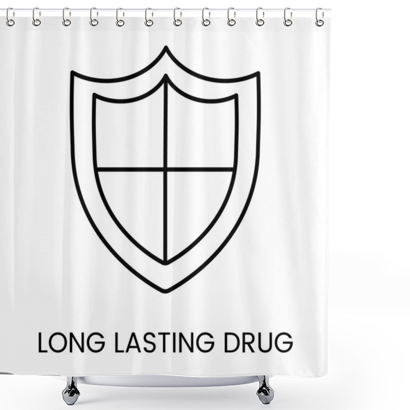 Personality  A Shield Icon In Vector, Symbolizing Long Term Protection By Medication, With An Editable Stroke. Shower Curtains