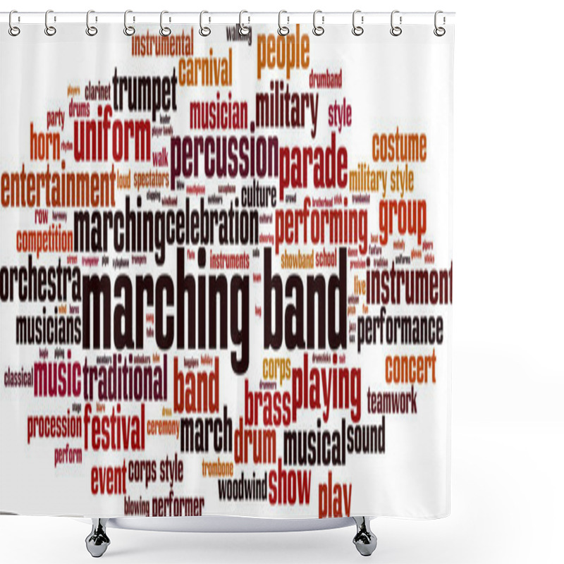 Personality  Marching Band Word Cloud Concept. Collage Made Of Words About Marching Band. Vector Illustration  Shower Curtains