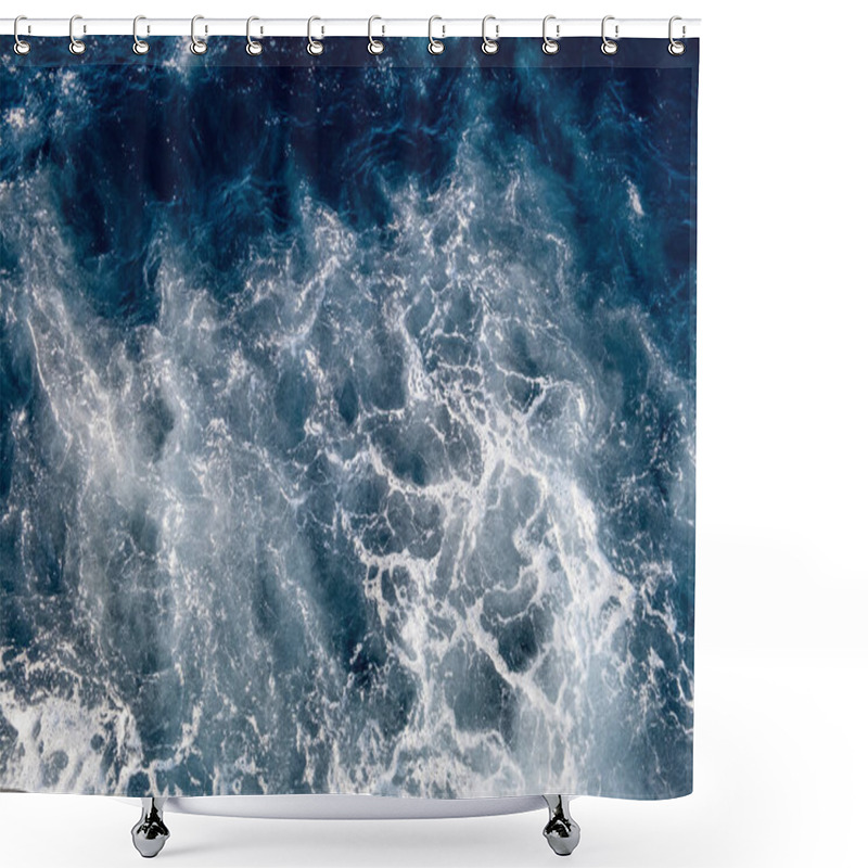 Personality  Top Down Aerial View Of Sea Water Surface. White Foam Waves Texture As Natural Background. Shower Curtains