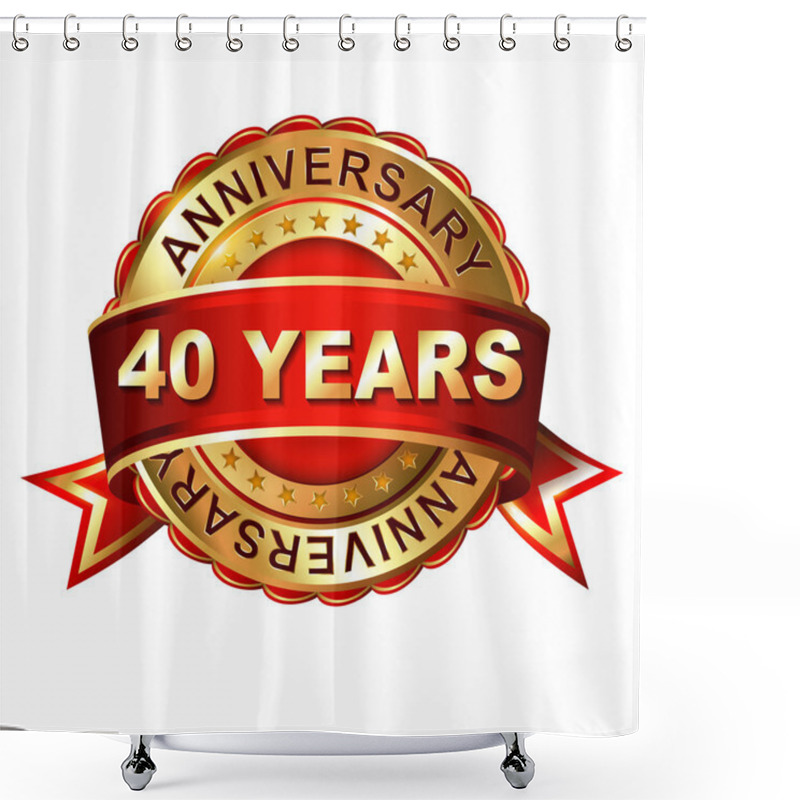 Personality  40 Years Anniversary  Label With Ribbon. Shower Curtains