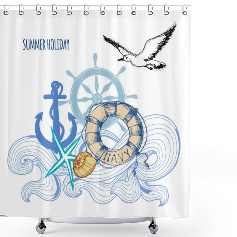 Personality  Sailing Background, Summer Sea Holiday Design Shower Curtains