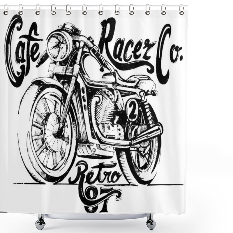 Personality   Cafe Racer Retro Poster Shower Curtains