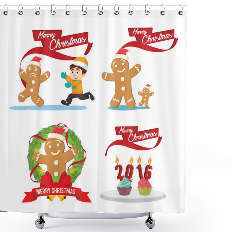 Personality  Ginger Cristmas Cartoon Set Shower Curtains