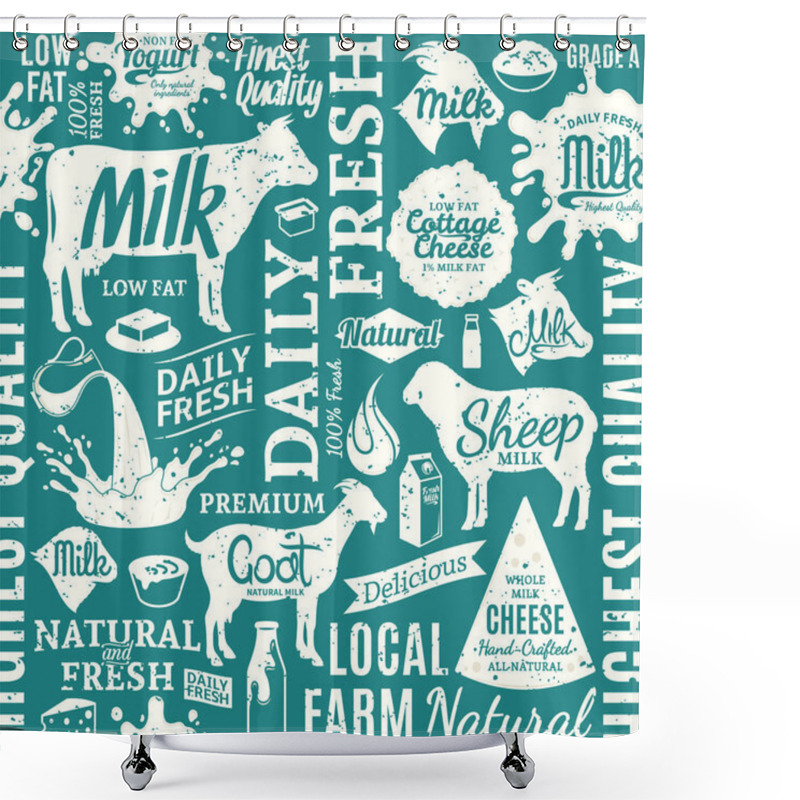 Personality  Retro Styled Typographic Vector Milk Product Seamless Pattern Or Shower Curtains