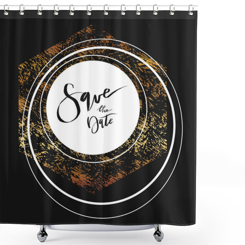 Personality  Hand Drawn Vector Geometric Minimalistic Card Template For Save The Date Shower Curtains