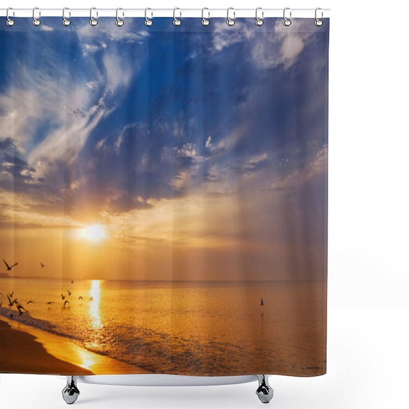 Personality  Sunrise At Sea Shower Curtains